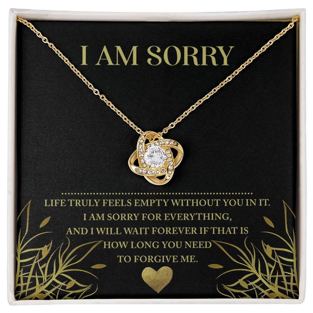 Apology Gift for Girlfriend, Wife, Soulmate - Sorry, Without You - Love Knot Pendant Necklace - Mallard Moon Gift Shop