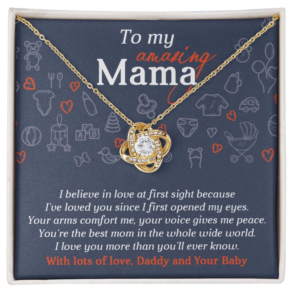 Mom To Be-At First Sight To My Mom - Love Knot Necklace - Mallard Moon Gift Shop