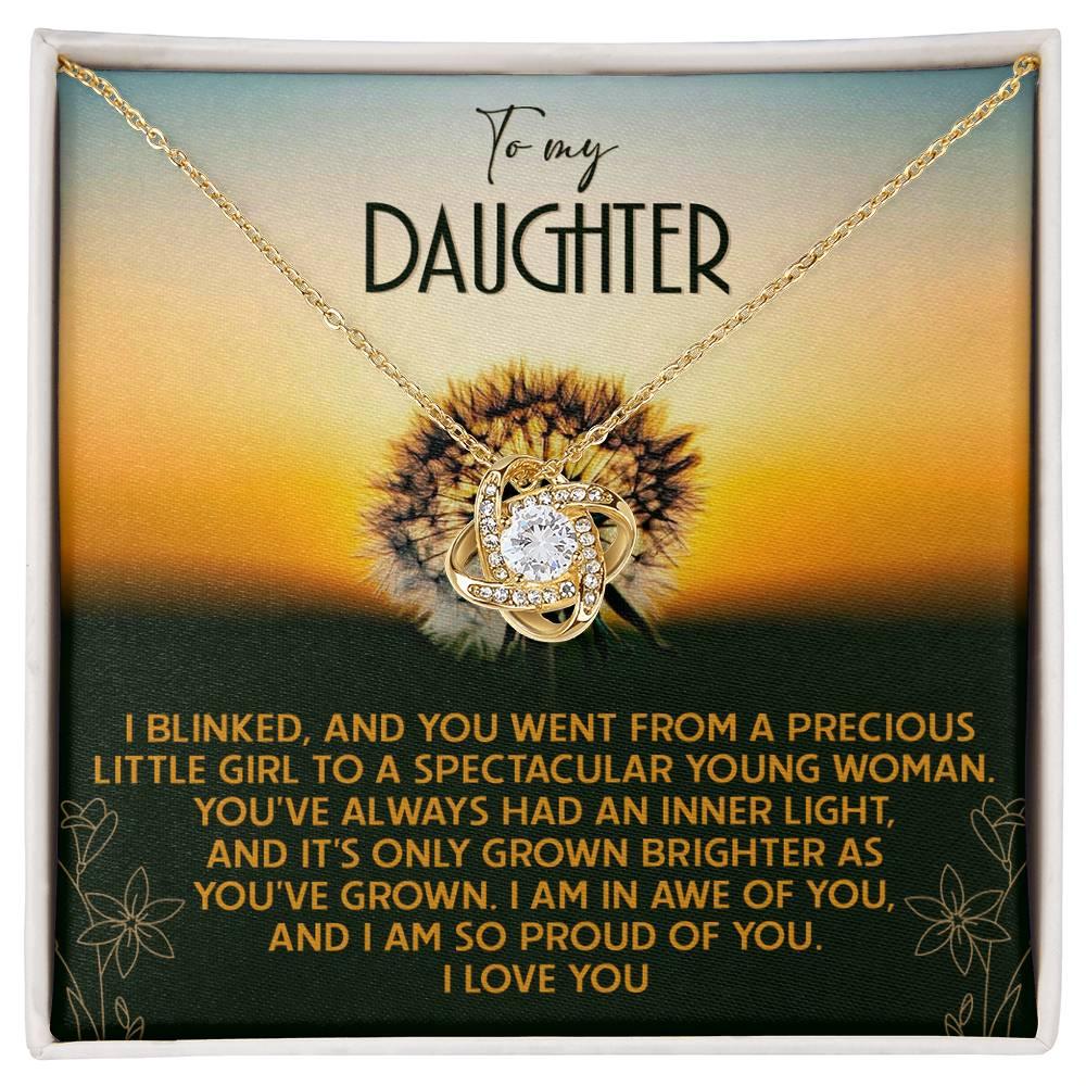 Daughter - Grown Brighter - Love Knot Pendant Necklace - Mallard Moon Gift Shop