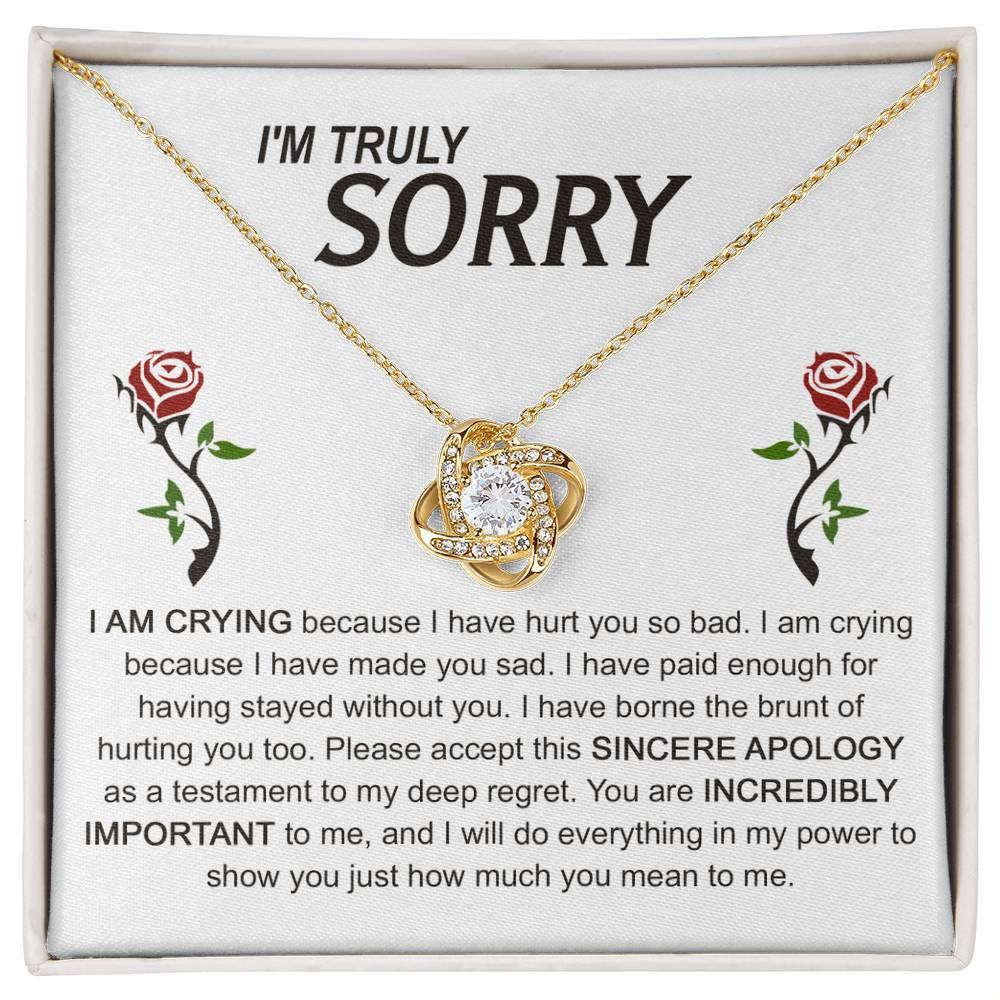 Apology Gift for Girlfriend, Wife, Soulmate - Sorry, Made You Sad - Love Knot Pendant Necklace - Mallard Moon Gift Shop