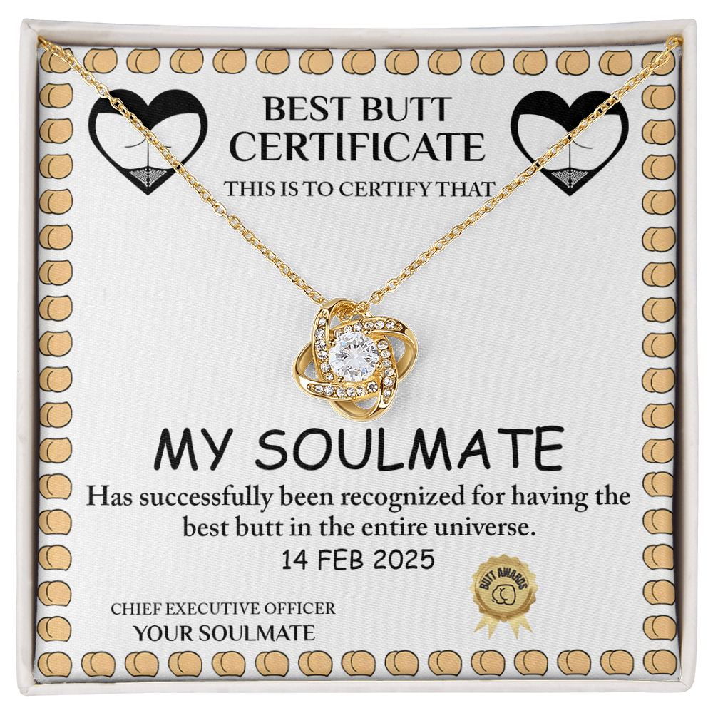 Best Butt & Endless Love Certified! Funny Love Knot Necklace Valentine's Day Gift