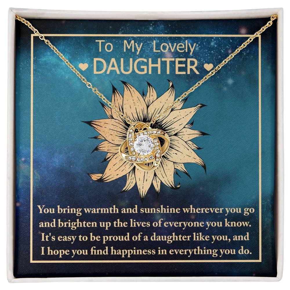 Daughter Gift for Birthday, Christmas, Graduation - Proud Of You - Love Knot Pendant Necklace - Mallard Moon Gift Shop