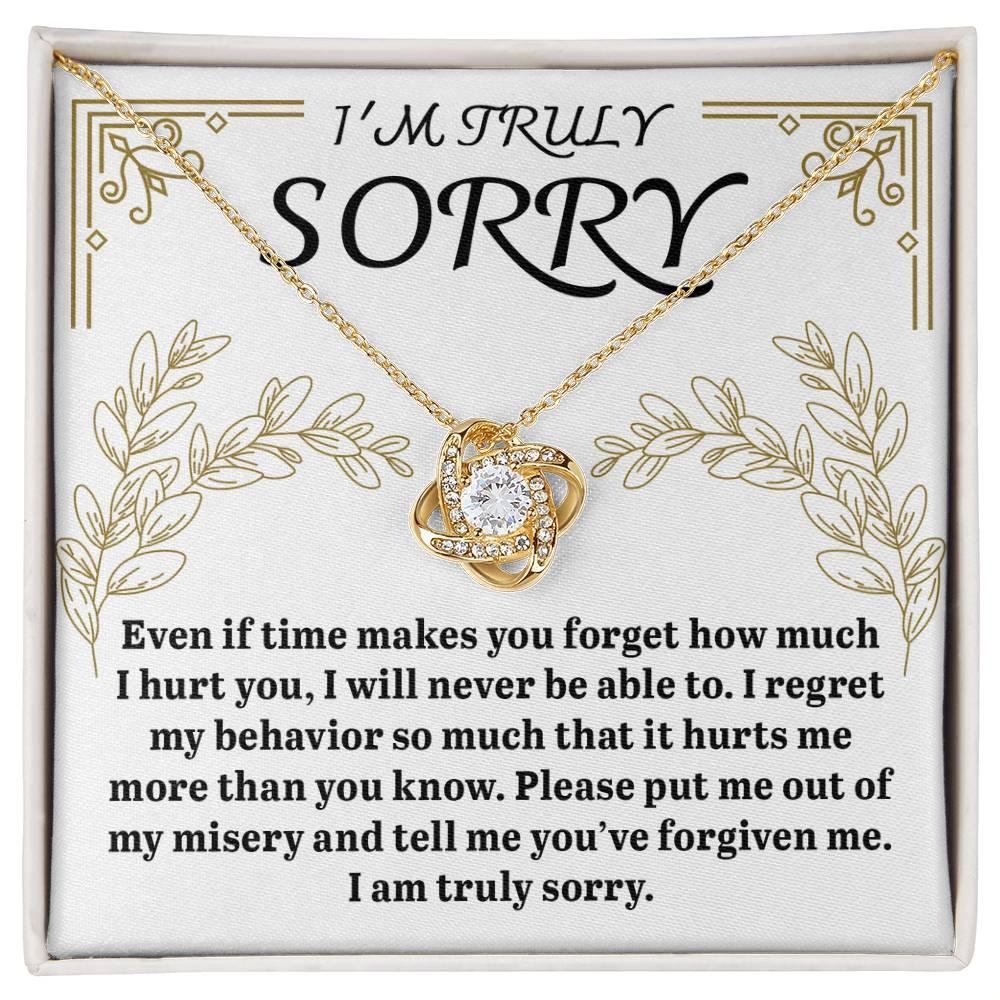 Apology Gift for Girlfriend, Wife, Soulmate - Sorry, It Hurts Me - Love Knot Pendant Necklace - Mallard Moon Gift Shop