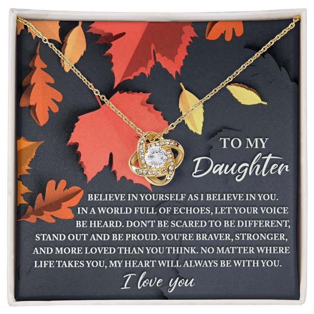 Daughter - To Be Different - Love Knot Pendant Necklace - Mallard Moon Gift Shop