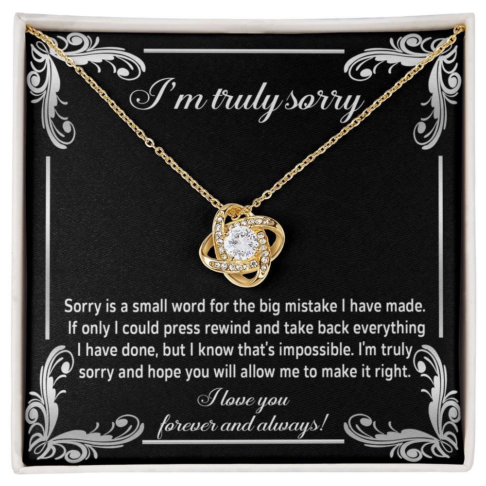 Gift for Girlfriend, Wife-Sorry, Make It Right-Love Knot Pendant Necklace - Mallard Moon Gift Shop