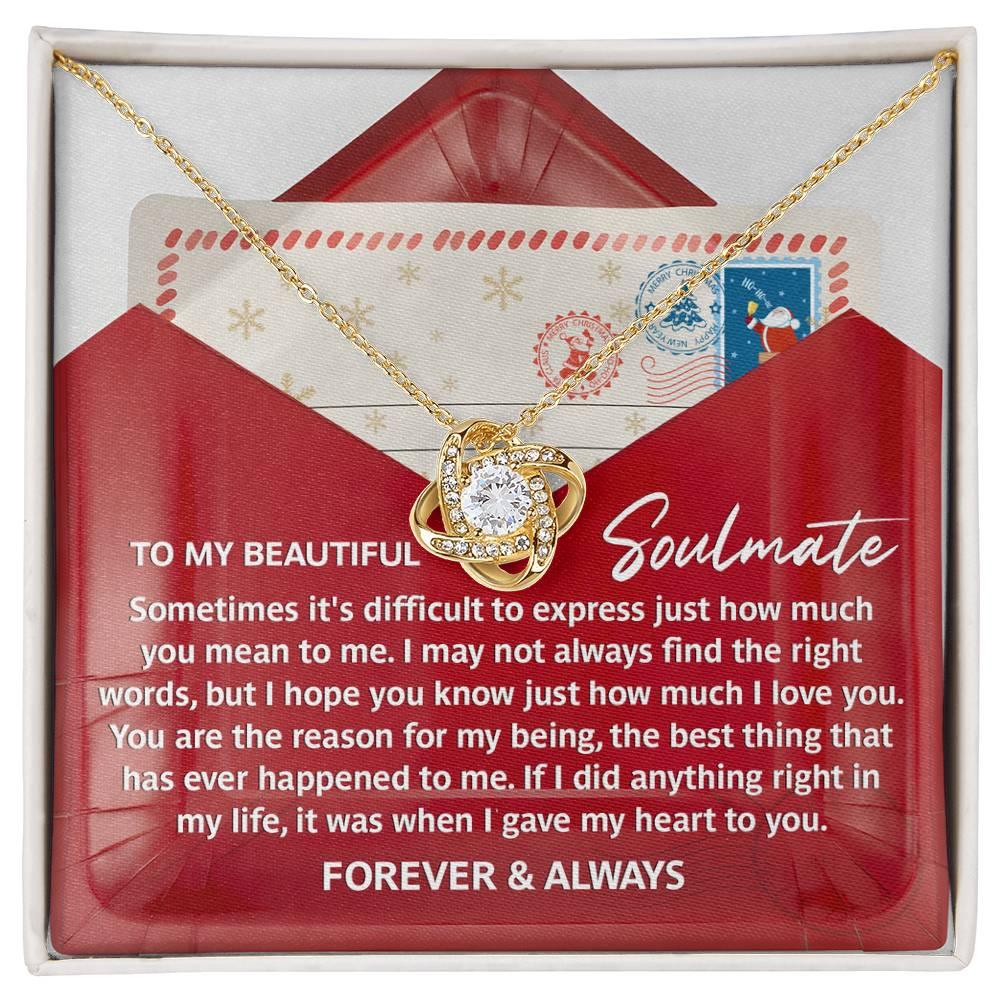 Gift for Soulmate - Right Words - Love Knot Pendant Necklace - Mallard Moon Gift Shop