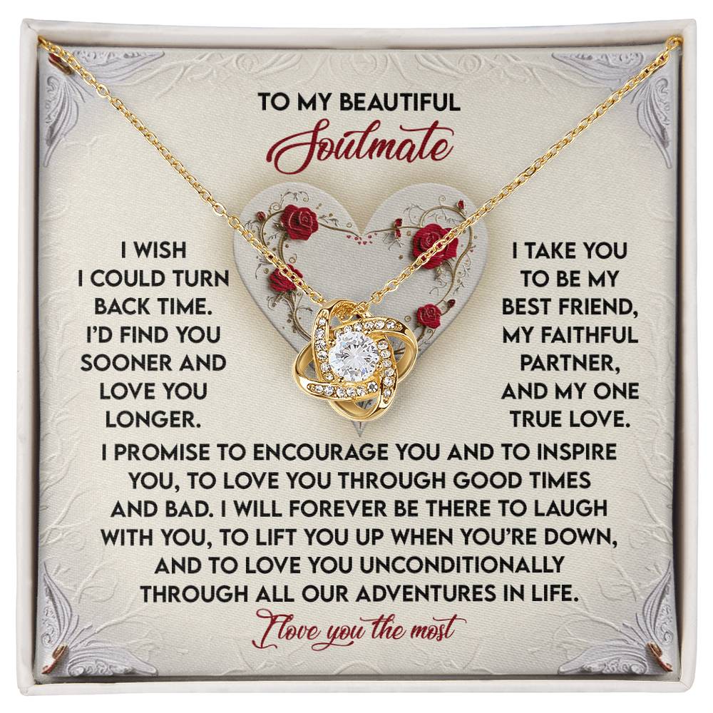 Romantic Anniversary, Valentine's Day Gift for Soulmate, Wife, Girlfriend - Laugh With You - Love Knot Pendant Necklace - Mallard Moon Gift Shop