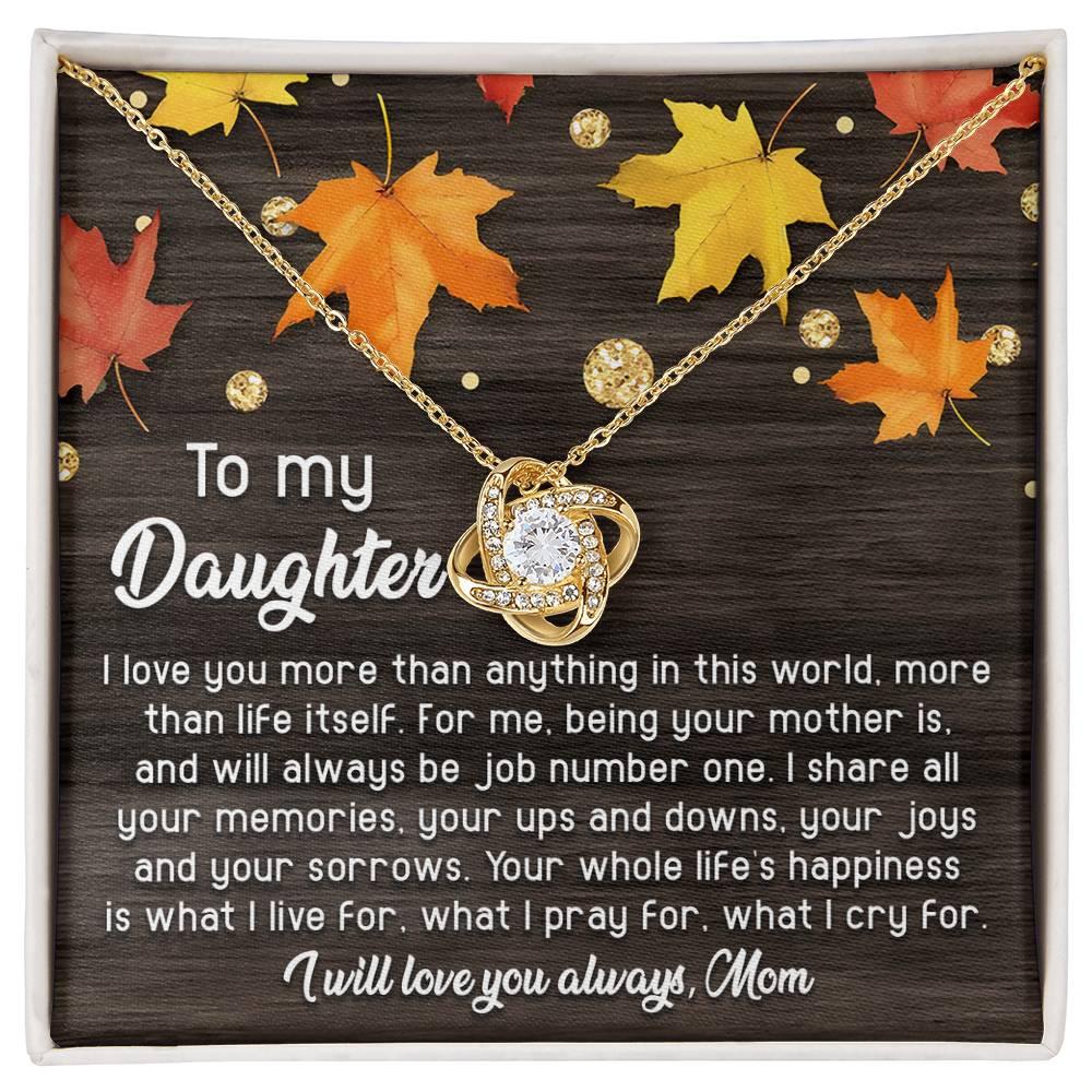 Daughter - Job Number One - Love Knot Pendant Necklace - Mallard Moon Gift Shop