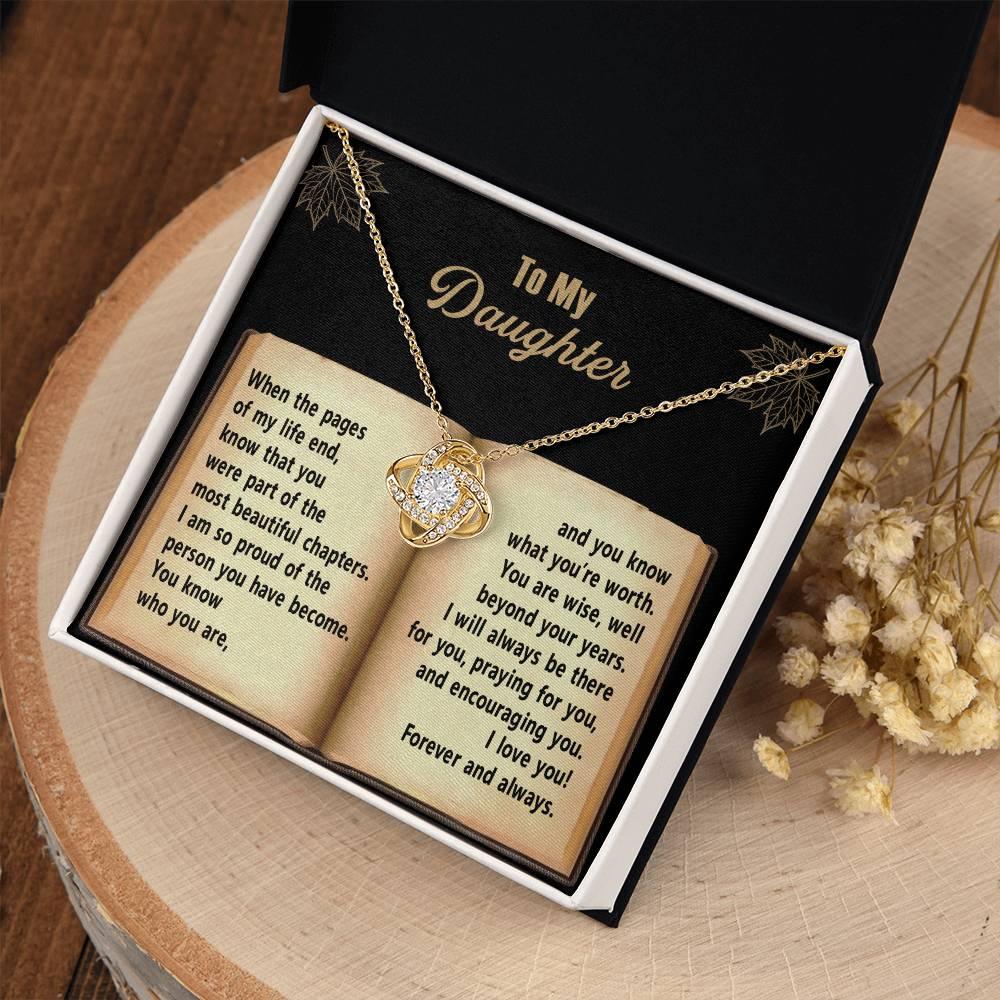 Daughter - Beyond Your Years - Love Knot Pendant Necklace - Mallard Moon Gift Shop