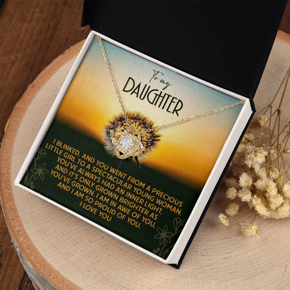 Daughter - Grown Brighter - Love Knot Pendant Necklace - Mallard Moon Gift Shop