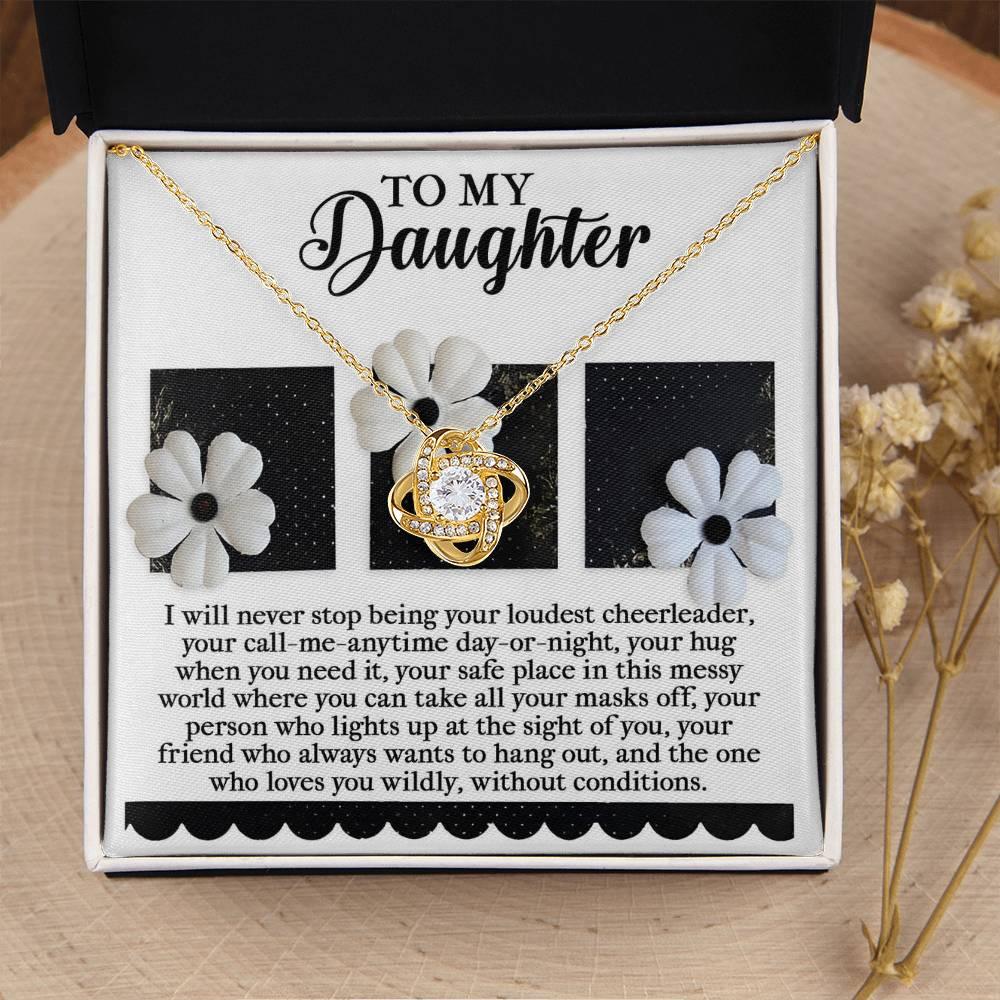 Gift for Daughter - Loudest Cheerleader - Love Knot Pendant Necklace - Mallard Moon Gift Shop