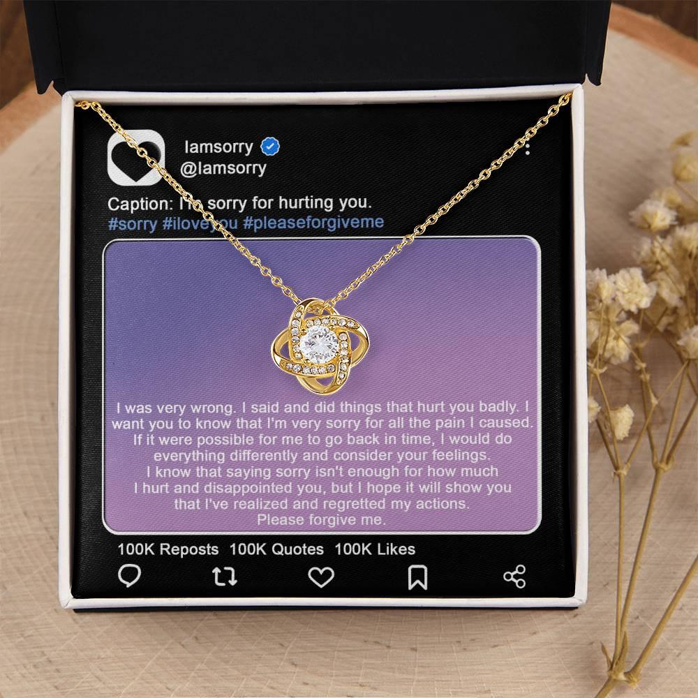 Gift for Girlfriend, Wife-Sorry, Hurt You Badly - Love Knot Pendant Necklace - Mallard Moon Gift Shop
