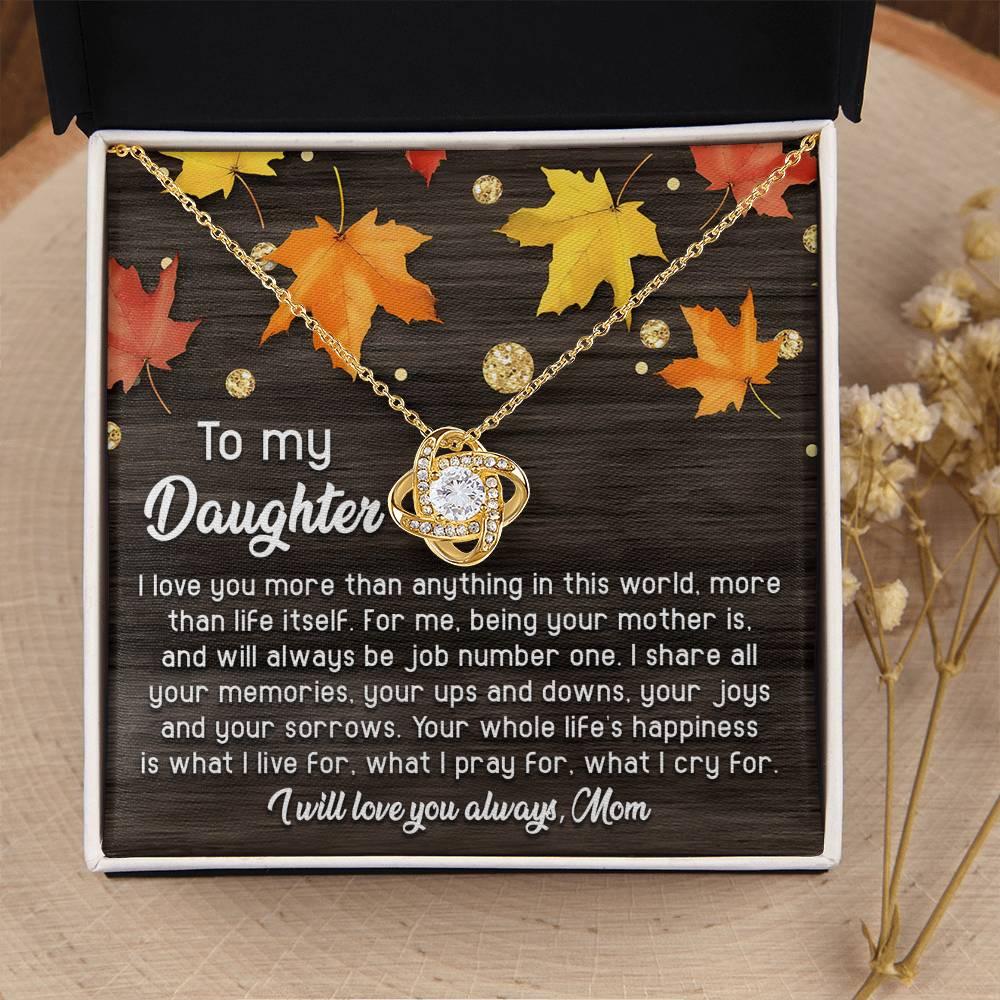 Daughter - Job Number One - Love Knot Pendant Necklace - Mallard Moon Gift Shop