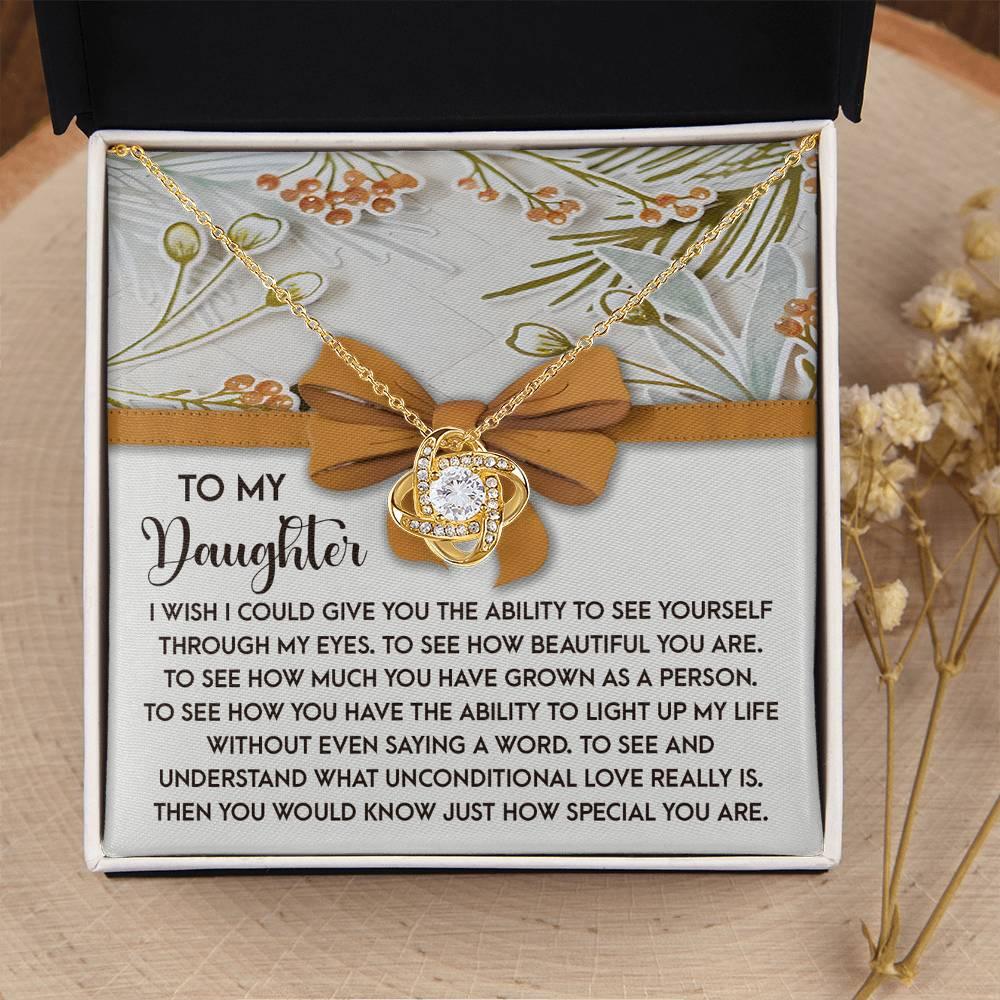 Gift for Daughter - Saying A Word - Love Knot Pendant Necklace - Mallard Moon Gift Shop