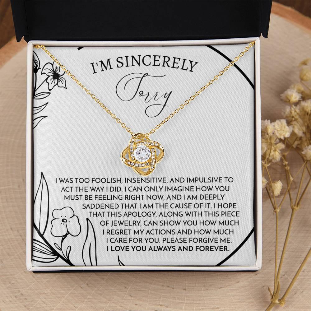 Apology Gift for Girlfriend, Wife, Soulmate -Sorry, Care For You - Love Knot Pendant Necklace - Mallard Moon Gift Shop