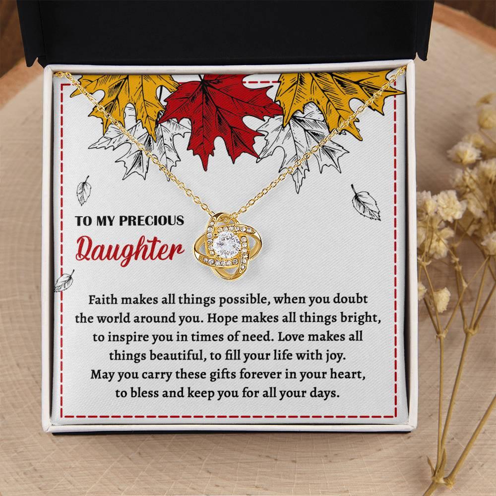Daughter - Fill Your Life - Love Knot Pendant Necklace - Mallard Moon Gift Shop