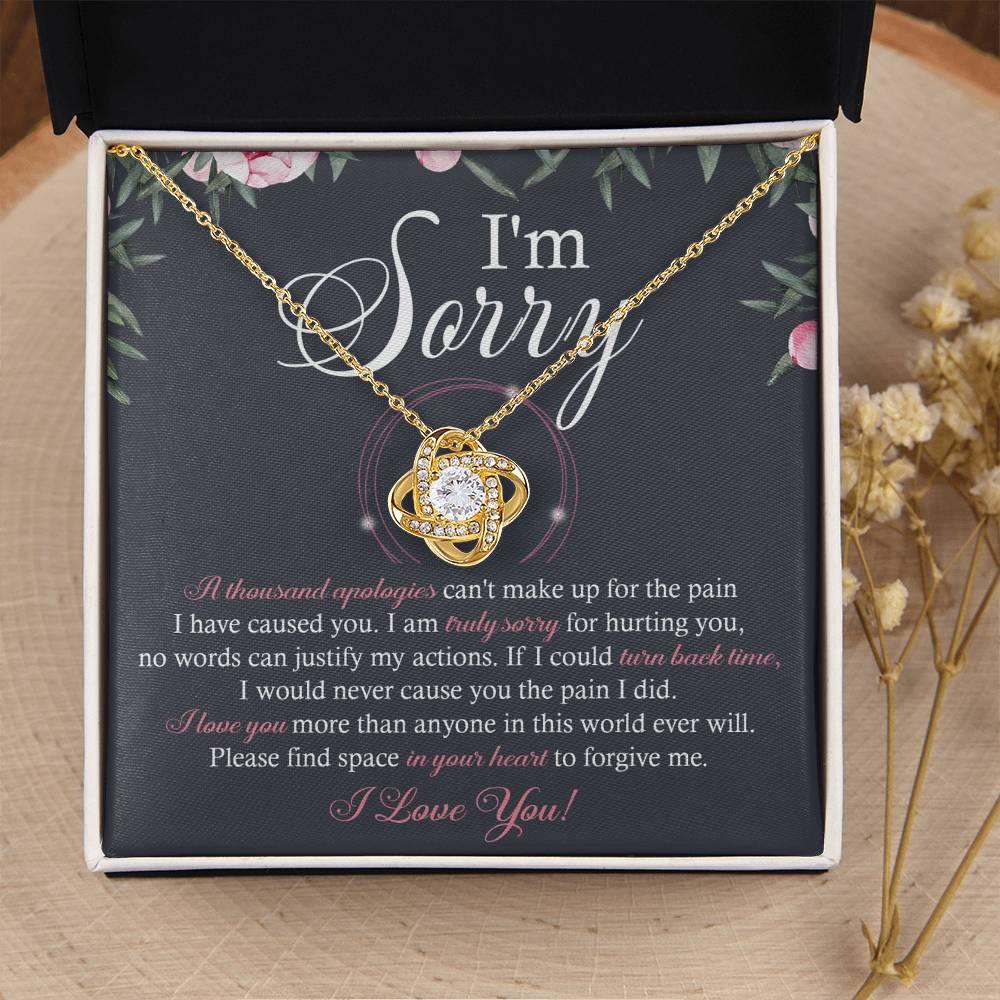 Apology Gift for Girlfriend, Wife, Soulmate - Sorry, World Ever Will - Love Knot Pendant Necklace - Mallard Moon Gift Shop