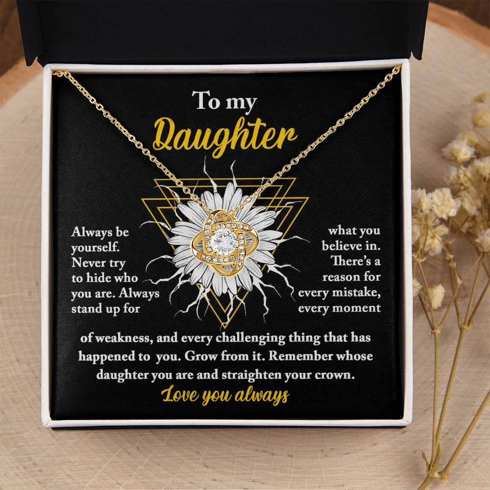 Daughter Gift for Birthday, Christmas Graduation - Be Yourself - Love Knot Pendant Necklace - Mallard Moon Gift Shop