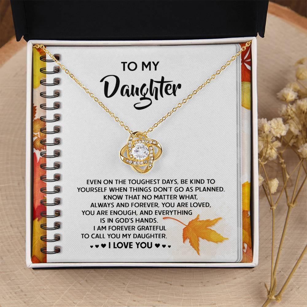 Daughter - In God's Hands - Love Knot Pendant Necklace - Mallard Moon Gift Shop