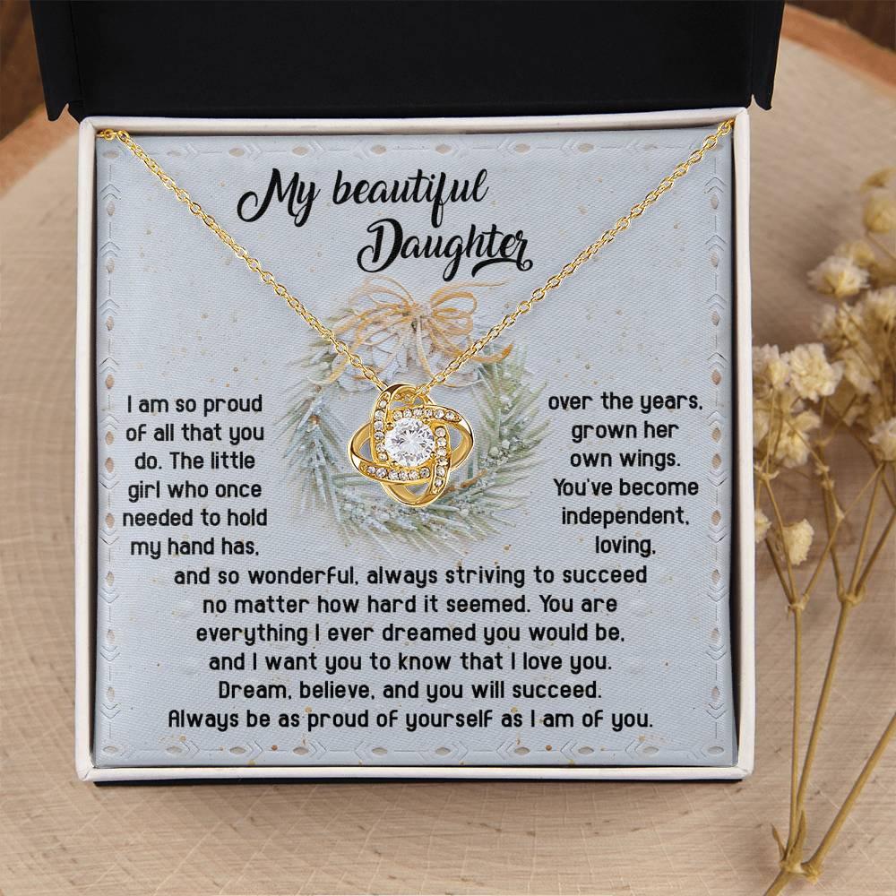 Gift for Daughter - Proud Of Yourself - Love Knot Pendant Necklace - Mallard Moon Gift Shop