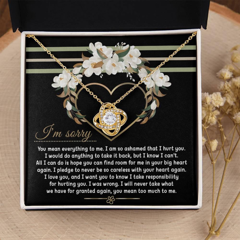 Apology Gift for Girlfriend, Wife, Soulmate - Sorry, Big Heart - Love Knot Pendant Necklace - Mallard Moon Gift Shop