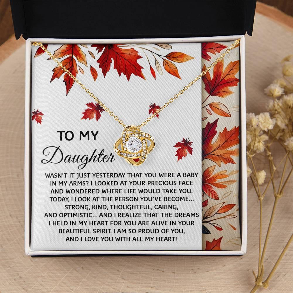 Daughter - You Were A Baby - Love Knot Pendant Necklace - Mallard Moon Gift Shop