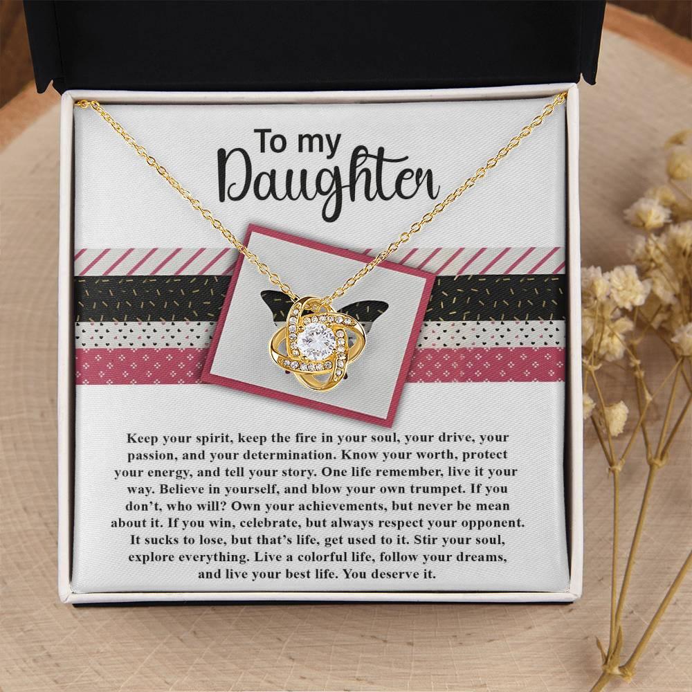 Gift for Daughter - Keep The Fire - Love Knot Pendant Necklace - Mallard Moon Gift Shop