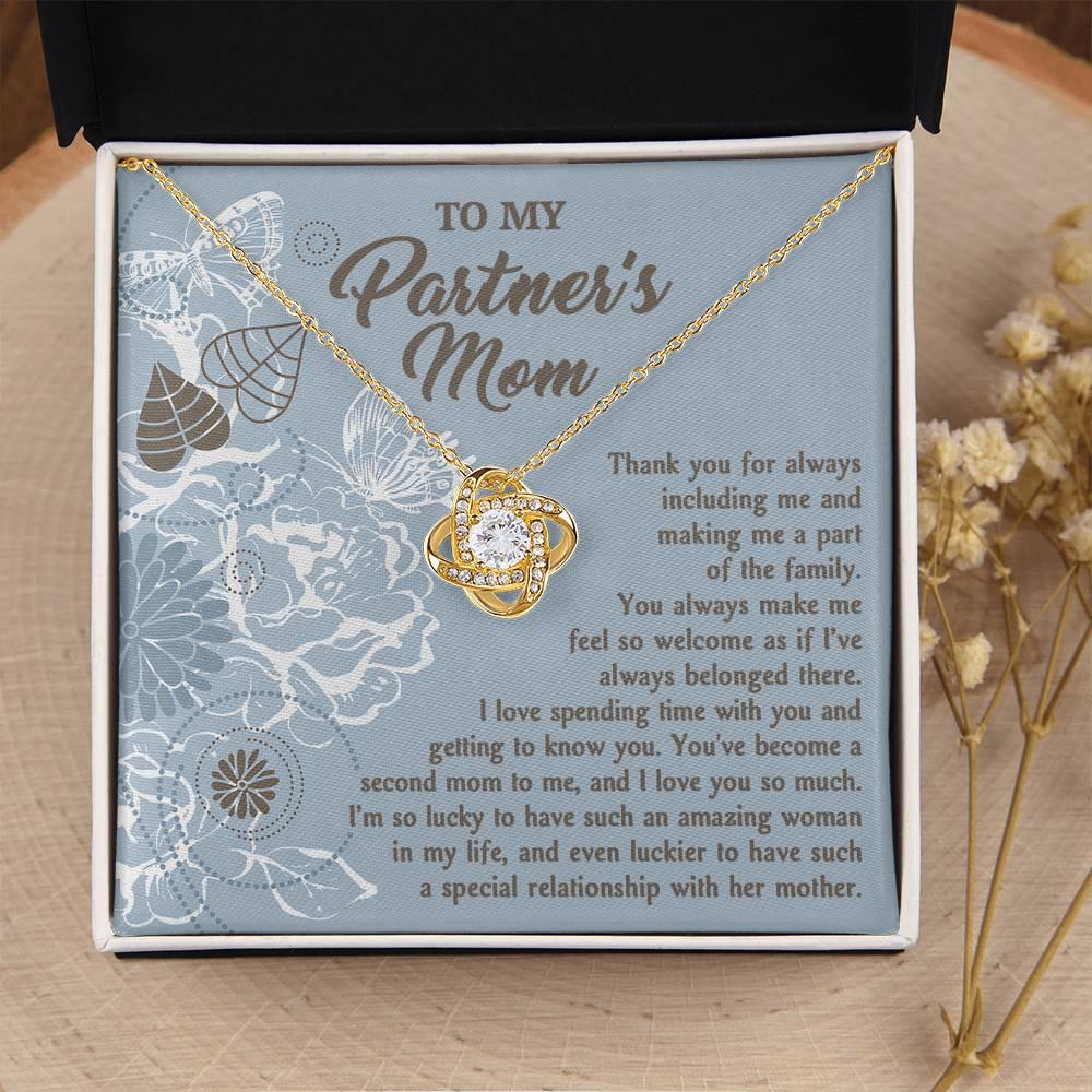 To My Partner's Mom You Make Me Feel Welcomed Love Knot Pendant Necklace - Mallard Moon Gift Shop