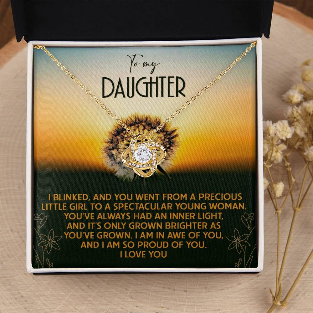 Daughter - Grown Brighter - Love Knot Pendant Necklace - Mallard Moon Gift Shop