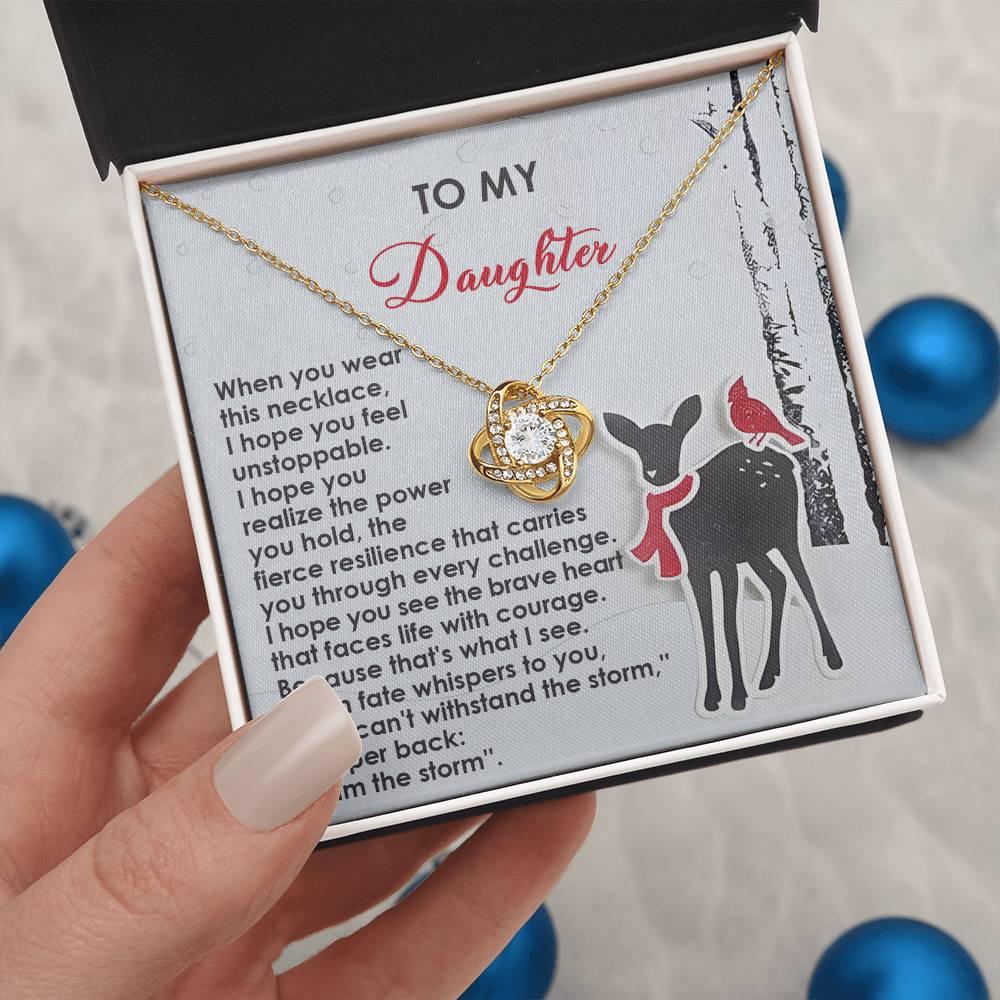 Gift for Daughter - Every Challenge - Love Knot Pendant Necklace - Mallard Moon Gift Shop