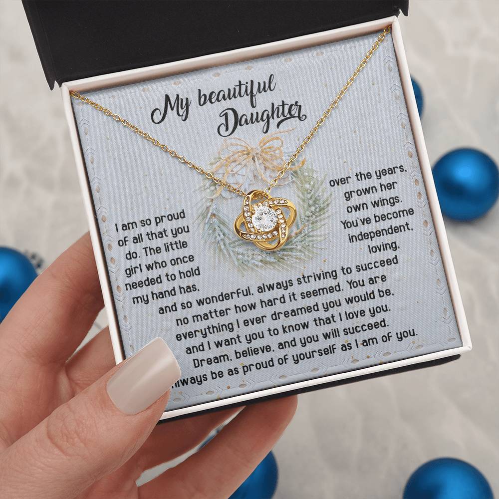 Gift for Daughter - Proud Of Yourself - Love Knot Pendant Necklace - Mallard Moon Gift Shop