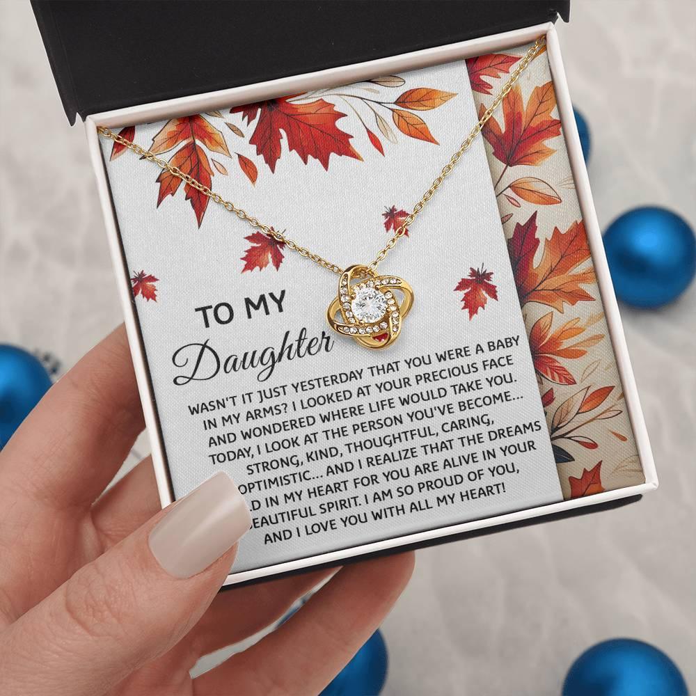 Daughter - You Were A Baby - Love Knot Pendant Necklace - Mallard Moon Gift Shop