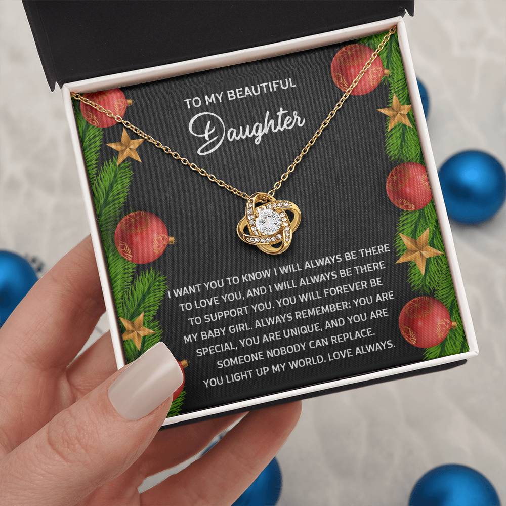 Gift for Daughter - Nobody Can Replace - Love Knot Pendant Necklace - Mallard Moon Gift Shop
