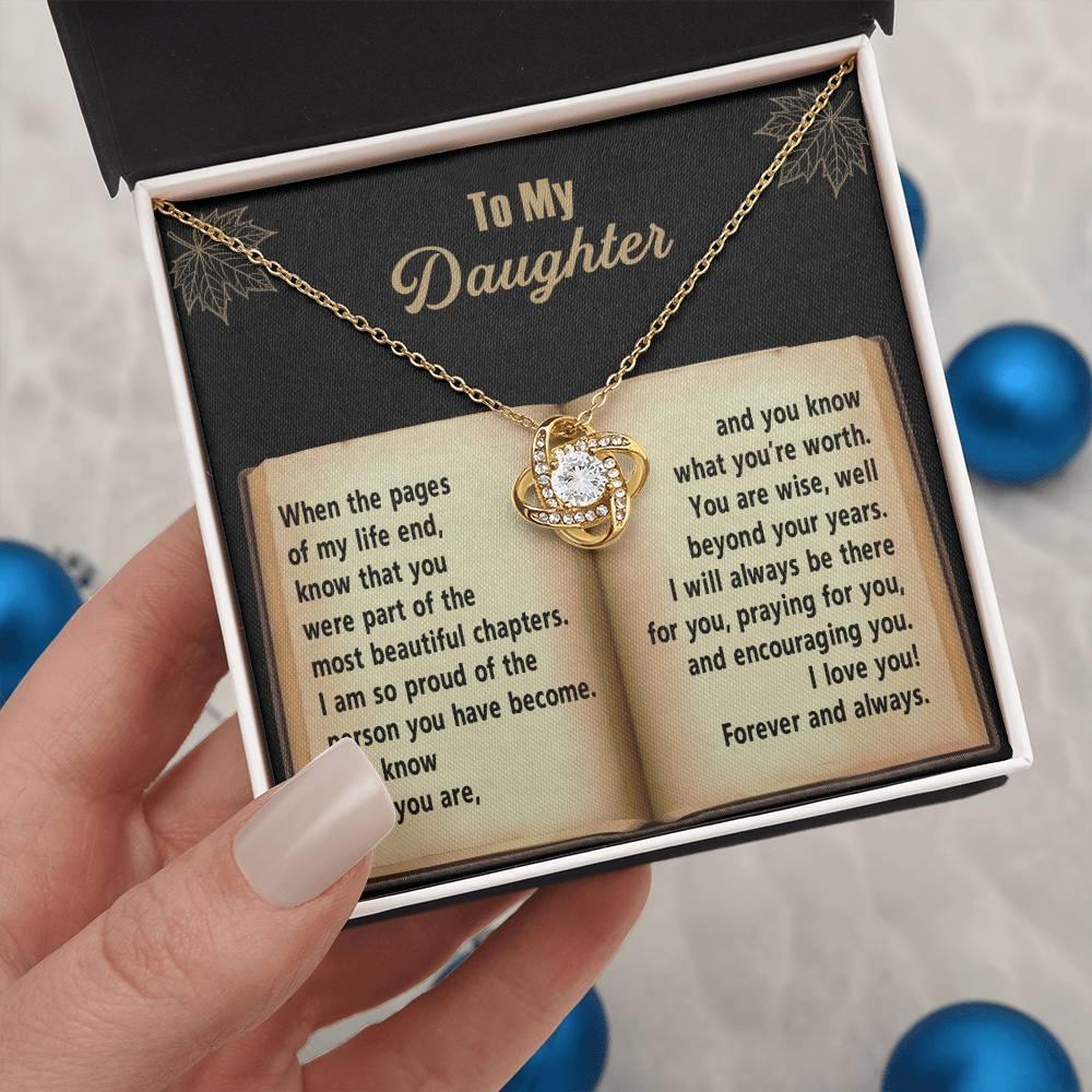 Daughter - Beyond Your Years - Love Knot Pendant Necklace - Mallard Moon Gift Shop