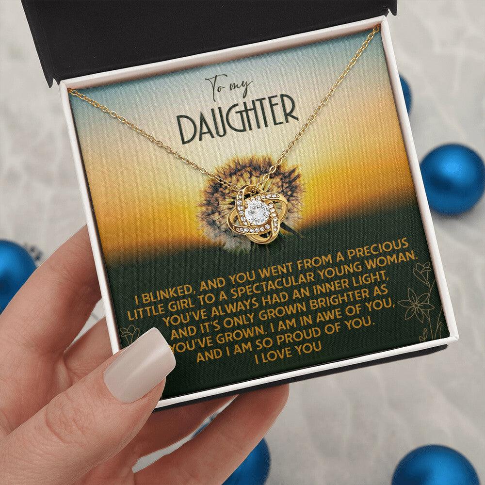 Daughter - Grown Brighter - Love Knot Pendant Necklace - Mallard Moon Gift Shop