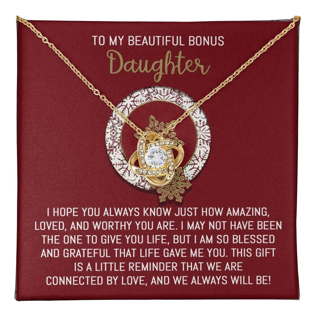 Gift for Bonus Daughter - Always Will Be - Love Knot Pendant Necklace - Mallard Moon Gift Shop