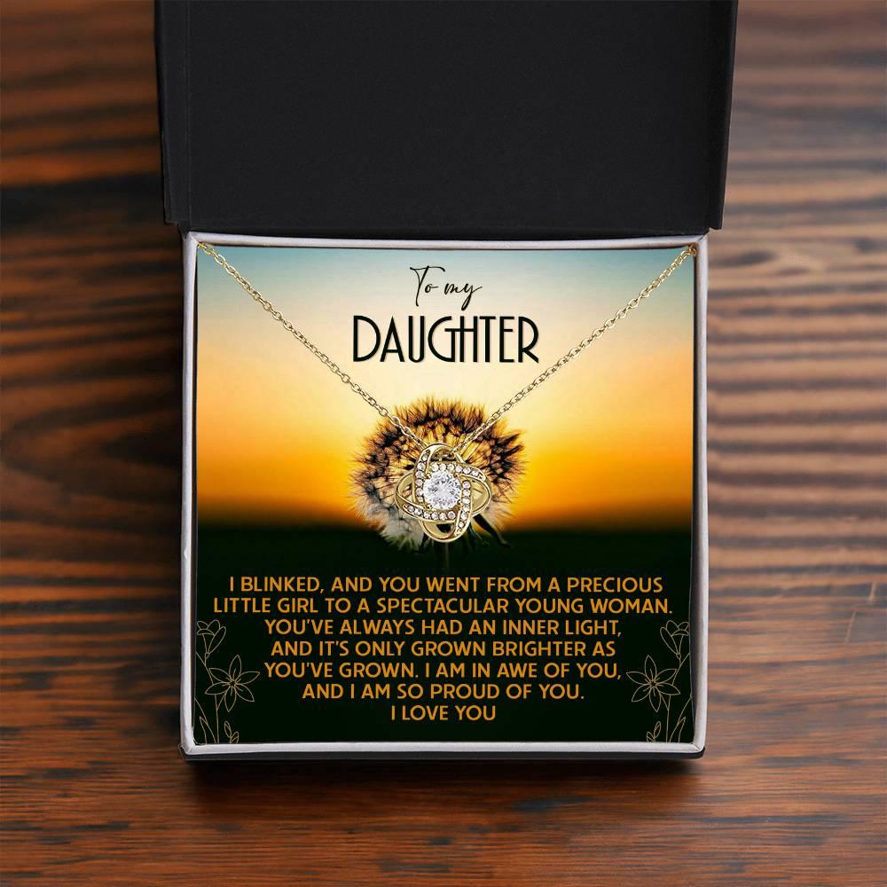 Daughter - Grown Brighter - Love Knot Pendant Necklace - Mallard Moon Gift Shop