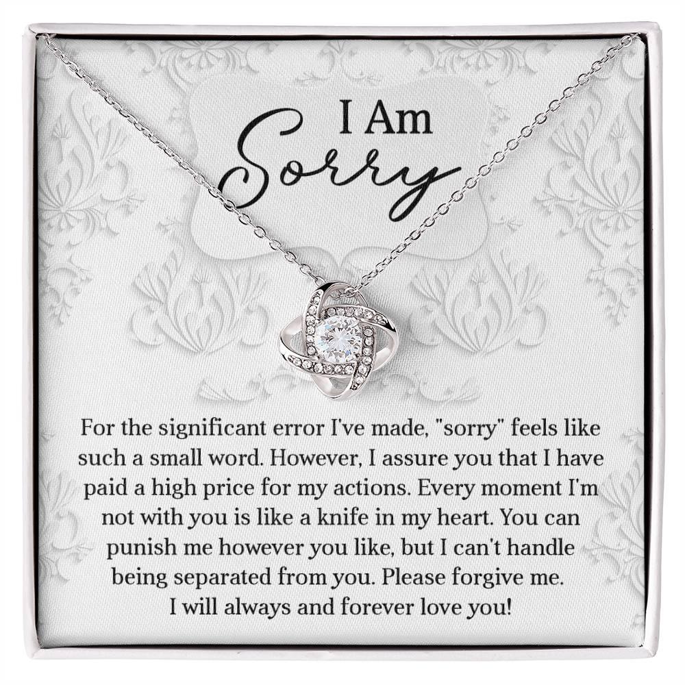 Apology Gift for Girlfriend, Wife, Soulmate - Sorry, Forever Love You - Love Knot Pendant Necklace - Mallard Moon Gift Shop
