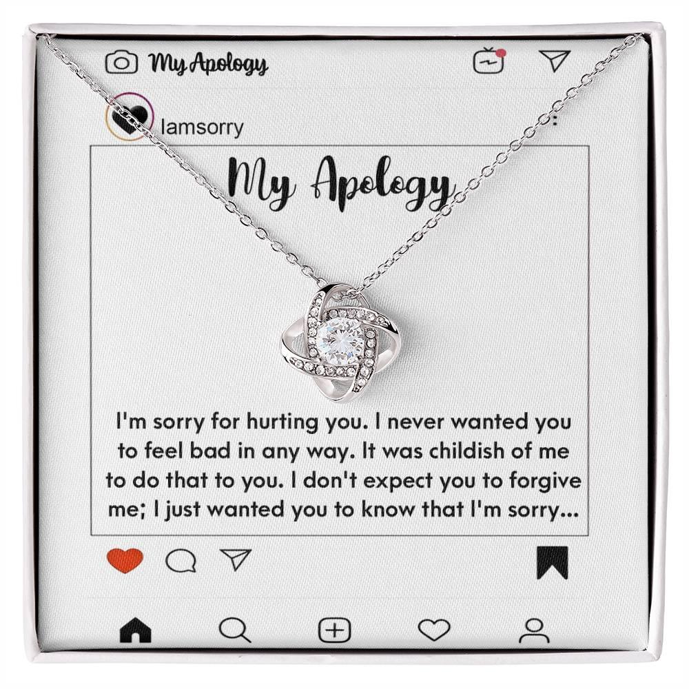 Gift for Girlfriend, Wife - Sorry, My Apology - Love Knot Pendant Necklace - Mallard Moon Gift Shop