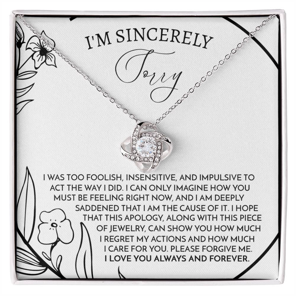 Apology Gift for Girlfriend, Wife, Soulmate -Sorry, Care For You - Love Knot Pendant Necklace - Mallard Moon Gift Shop