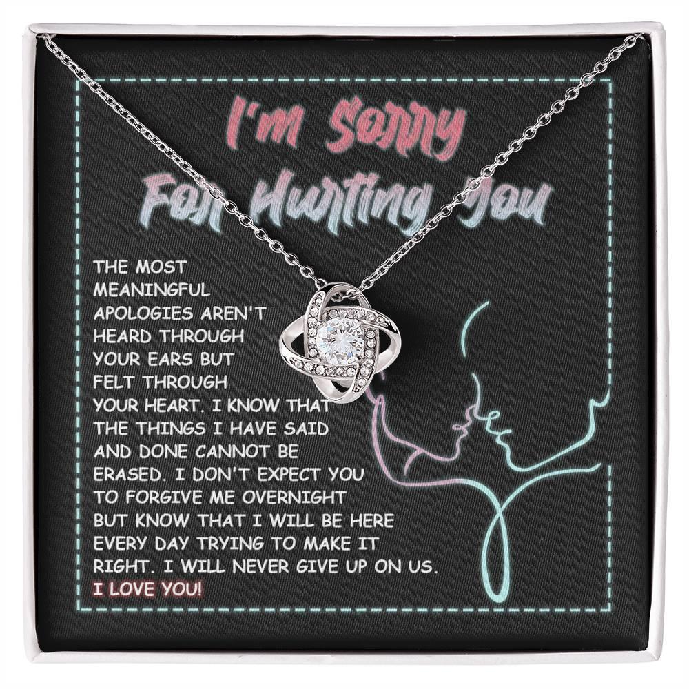 Apology Gift for Girlfriend, Wife, Soulmate - Sorry, Never Give Up -Love Knot Pendant Necklace - Mallard Moon Gift Shop