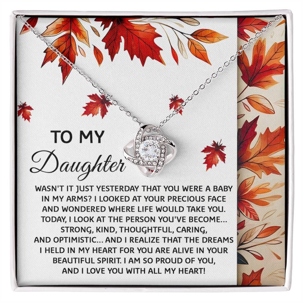 Daughter - You Were A Baby - Love Knot Pendant Necklace - Mallard Moon Gift Shop