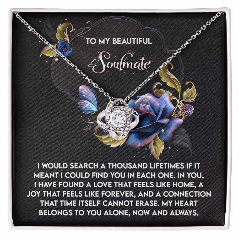 Romantic Anniversary, Valentine's Day Gift for Soulmate, Wife, Girlfriend - Feels Like Home - Love Knot Pendant Necklace - Mallard Moon Gift Shop