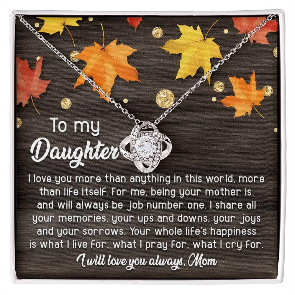 Daughter - Job Number One - Love Knot Pendant Necklace - Mallard Moon Gift Shop