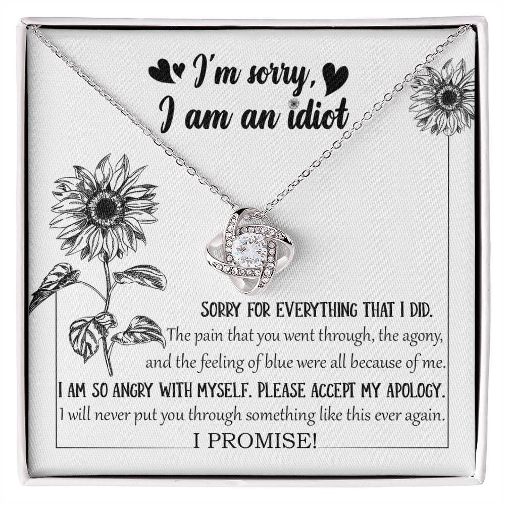 Apology Gift for Girlfriend, Wife, Soulmate - Sorry, Feeling Blue - Love Knot Pendant Necklace - Mallard Moon Gift Shop