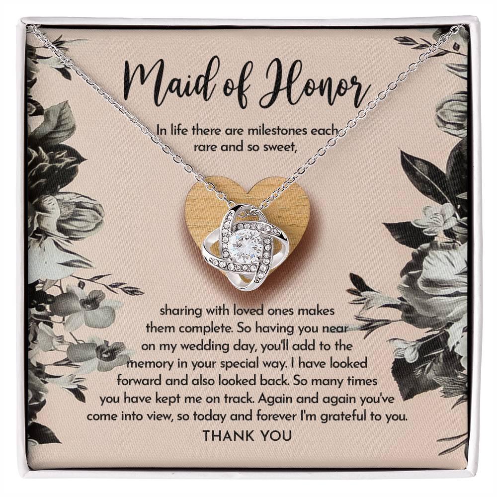 Maid of Honor Wedding Day Gift - My Wedding Day - Love Knot Pendant Necklace - Mallard Moon Gift Shop