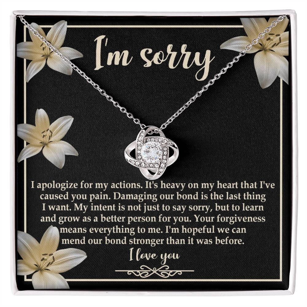 Apology Gift for Girlfriend, Wife, Soulmate - Sorry, The Last Thing - Love Knot Pendant Necklace - Mallard Moon Gift Shop