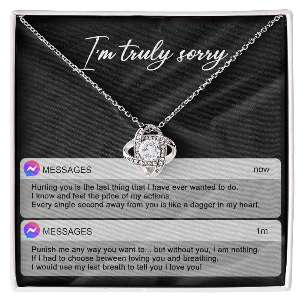 Gift for Girlfriend, Wife - Sorry, Away From You - Love Knot Pendant Necklace - Mallard Moon Gift Shop