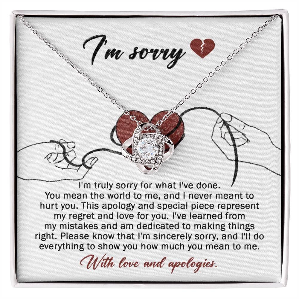 Apology Gift for Girlfriend, Wife, Soulmate - Sorry, Mean The World - Love Knot Pendant Necklace - Mallard Moon Gift Shop