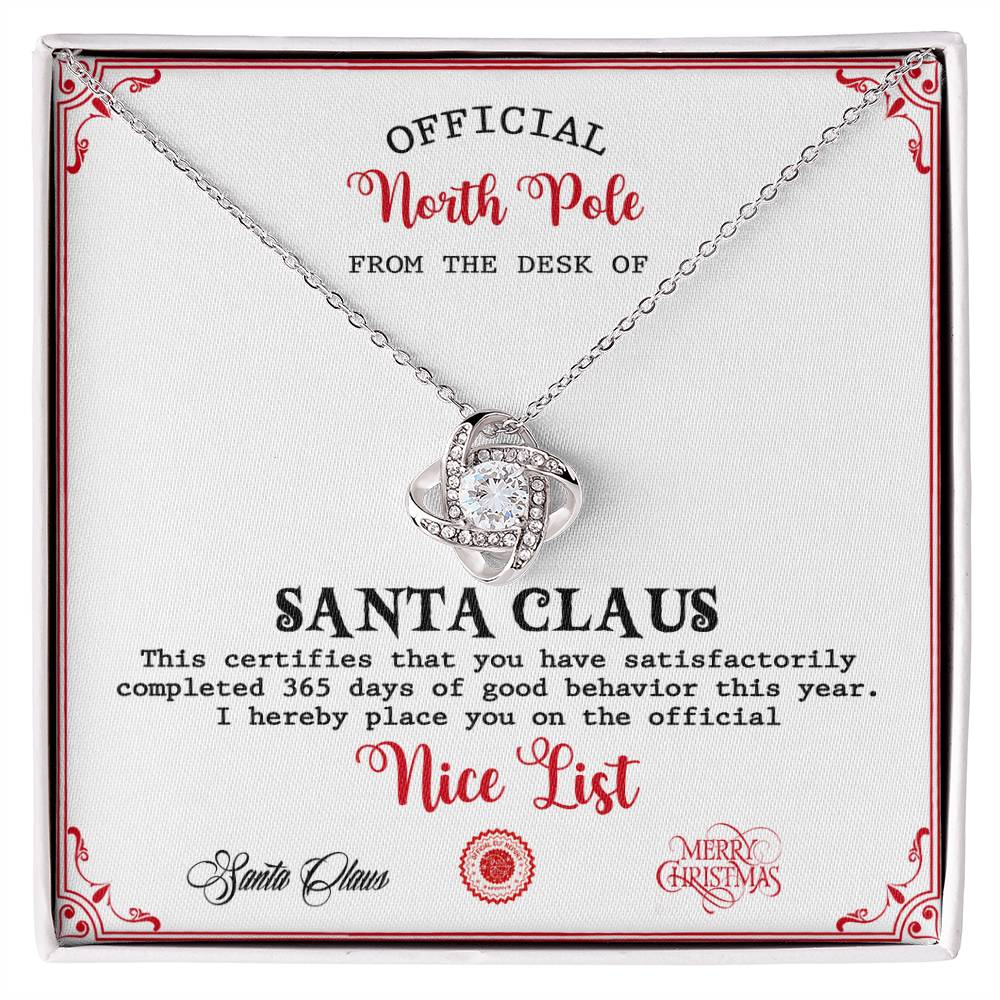 Nice List - Good Behavior - Love Knot Pendant Necklace - Mallard Moon Gift Shop